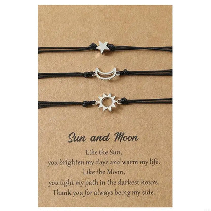 Sun Moon Star Friendship Matching Bracelets - Perfect for Distance Relationships | Ideal for Friends, Him, Her, Mother & Daughter