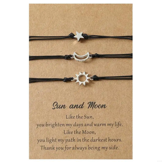 Sun Moon Star Friendship Matching Bracelets - Perfect for Distance Relationships | Ideal for Friends, Him, Her, Mother & Daughter