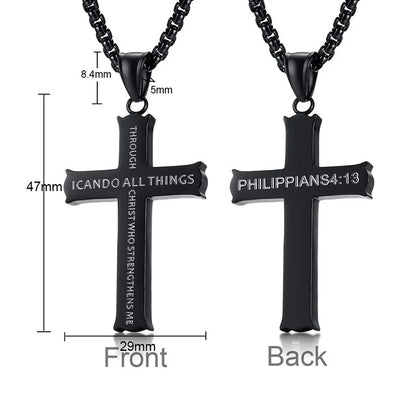 YQ Stainless Steel Cross Chain Necklace Pendant For Men Women Religious Jewelry Accessories
