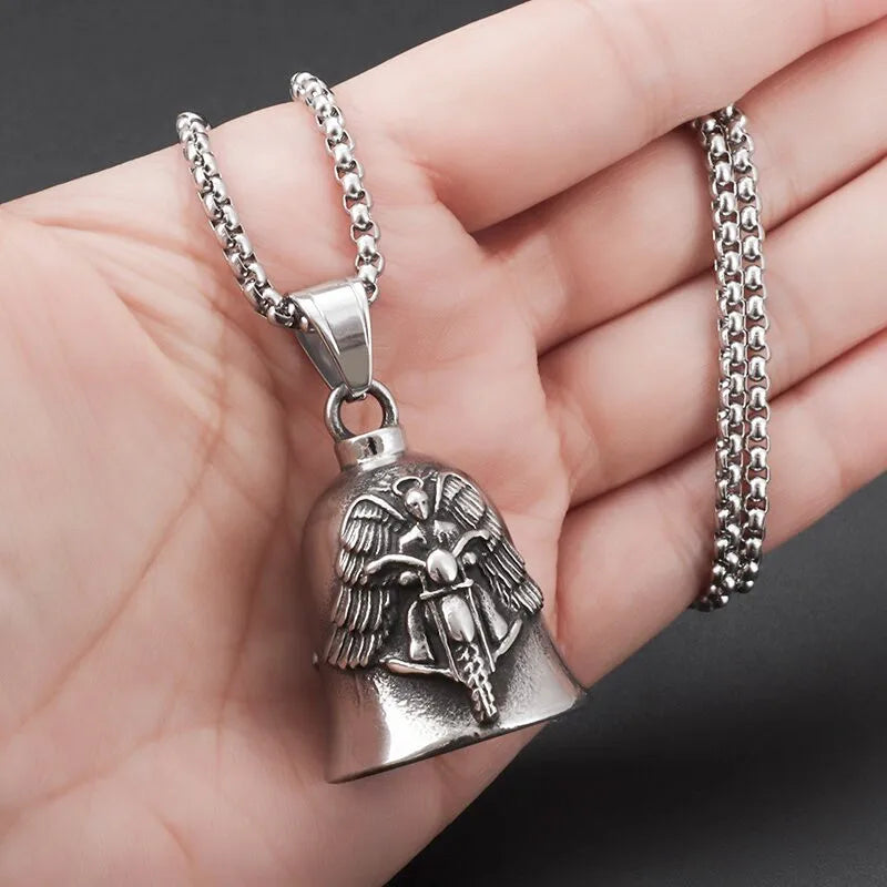 Angel Ride Motorcycle Bell Pendant Biker Hip Hop Rock Metal Punk Ride Party Accessories Trend Amulet Jewelry Gift