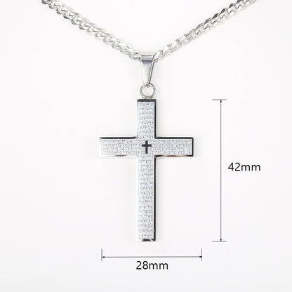 New - Cross Pendant Necklace for Men Women Jesus Christ Necklace Gold Black Silver Color Cuban Chain Religion Jewelry DKP684