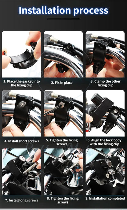 Motorcycle Helmet Lock Anti-theft Security Safety For Handlebar