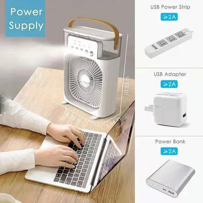 Xiaomi New 3-in-1 Fan Air Conditioner Household Small Air USB Electric Fan Air Cooler LED Night Light Water Mist Office Home