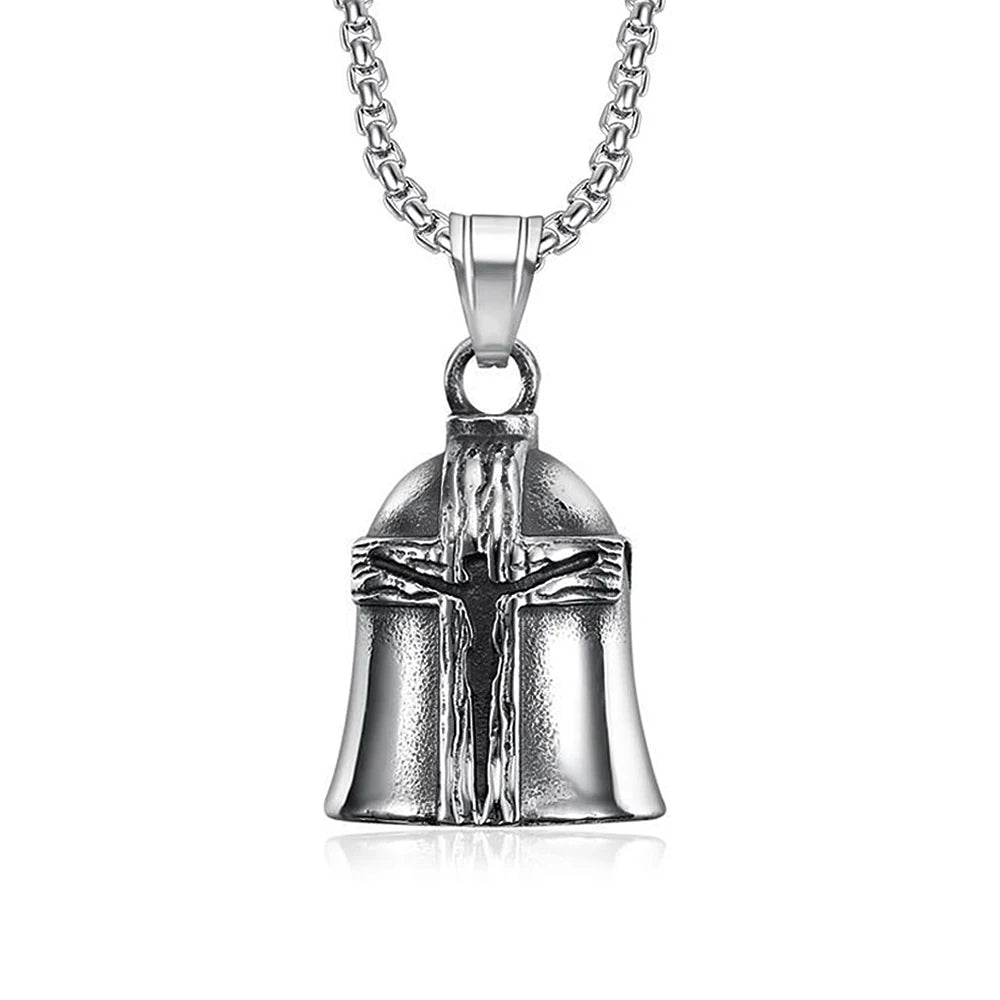 New Stainless Steel Motorcycle Bell Angel Wings Bell Pendant Necklace For Biker Fashion Lucky Amulet Jewelry Gifts Dropshipping