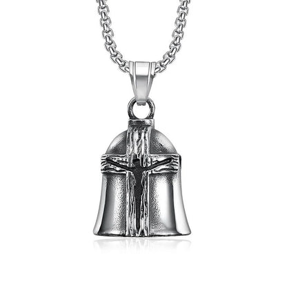 New Stainless Steel Motorcycle Bell Angel Wings Bell Pendant Necklace For Biker Fashion Lucky Amulet Jewelry Gifts Dropshipping