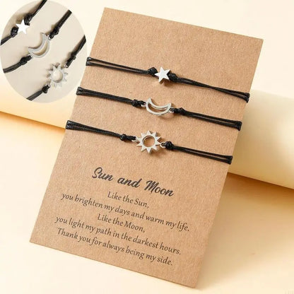 Sun Moon Star Friendship Matching Bracelets - Perfect for Distance Relationships | Ideal for Friends, Him, Her, Mother & Daughter