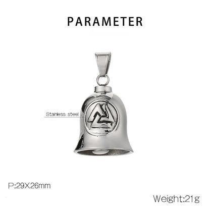 Fashion Cross Guardian Angel Wings Bell Necklace Pendant Men Viking Amulet Stainless Steel Jewelry Accessories (Has bell sound)