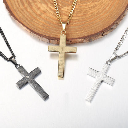 New - Cross Pendant Necklace for Men Women Jesus Christ Necklace Gold Black Silver Color Cuban Chain Religion Jewelry DKP684