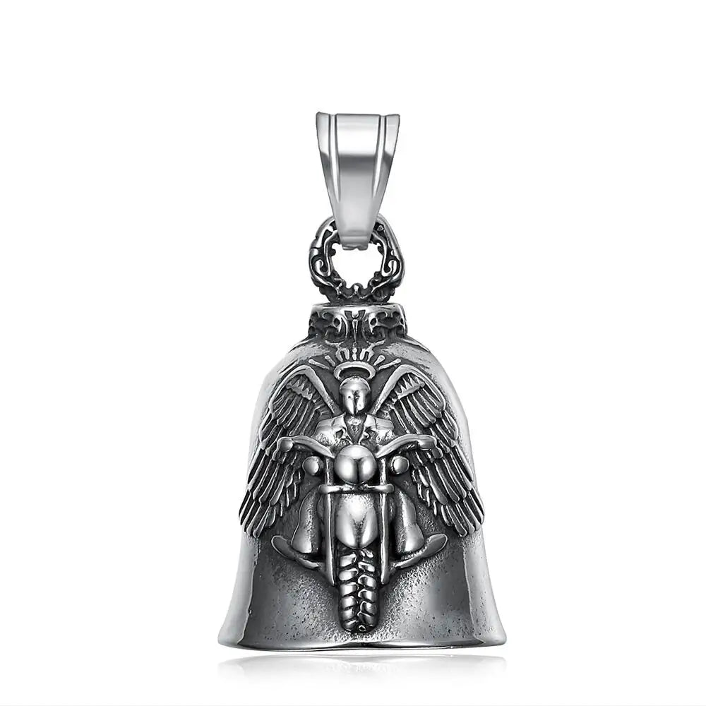 Live to Ride Eagle Wings Jesus Cross Biker Bell Pendant Stainless Steel Knuckles Heart Peace Sign Rose Eye Bell Christmas Gift