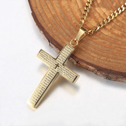 New - Cross Pendant Necklace for Men Women Jesus Christ Necklace Gold Black Silver Color Cuban Chain Religion Jewelry DKP684