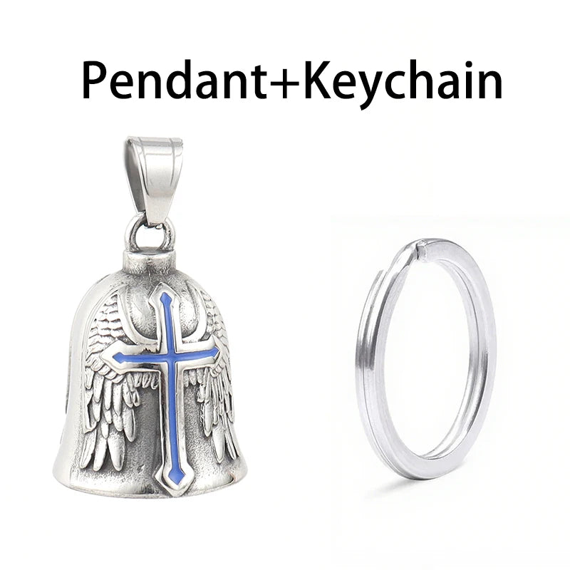 Stainless Steel Motorcycle Bell Pendant Trendy Charm Punk Necklaces For Men Vintage Biker Luck Amulet Jewelry Gifts Wholesale