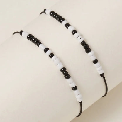 2Pcs New Trendy Cute Wish Sunflower Rainbow Love Black Rope Beads Bracelet for Girl Woman Fashion DIY Jewelry Gift Dropship