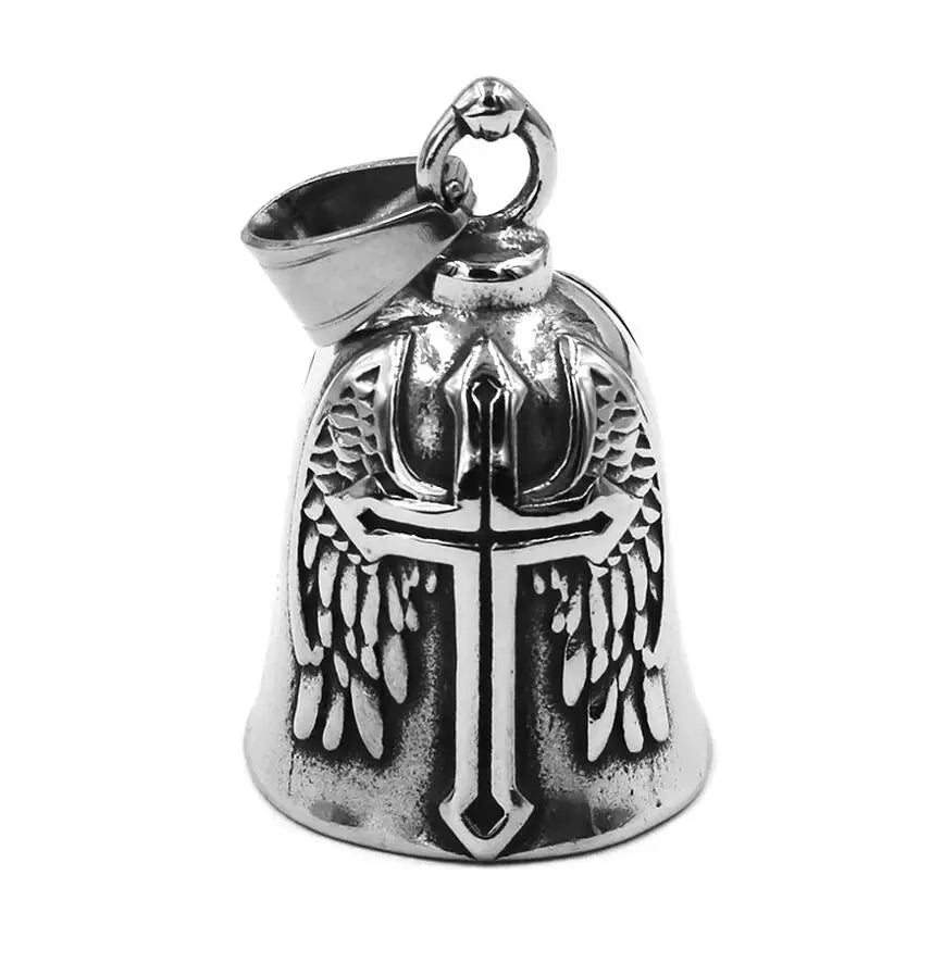 Live to Ride Eagle Wings Jesus Cross Biker Bell Pendant Stainless Steel Knuckles Heart Peace Sign Rose Eye Bell Christmas Gift
