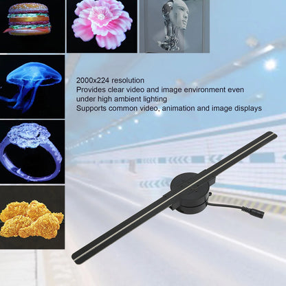 New WiFi 3D Hologram Fan 3D Hologram Projector 176 Degree Viewable Angle 100‑240V 2000x224 Stable Custom Editing for Business