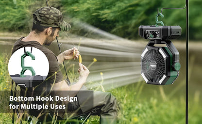 coldSky Camping Fan with 4 LED Lantern 8 Speeds Desk Fan 20000mAh Battery Portable Outdoor Fan for Outdoor Camping and Fishing