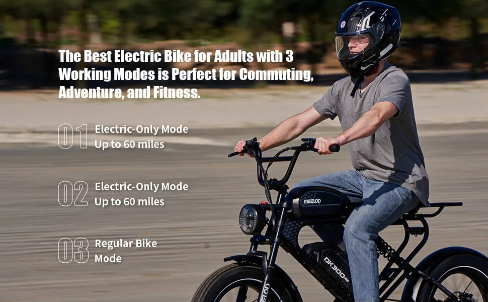 MEELOD DK300 PRO 20" Retro Moped Style Electric Bike 1200W Peak Motor 48V 15Ah Dual Batteries