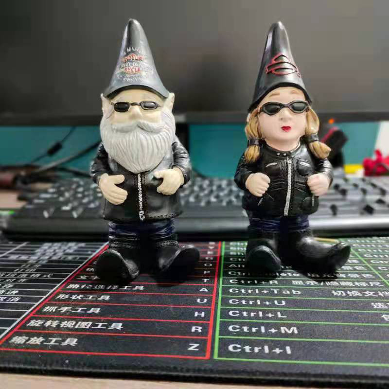 New Cross border outdoor Harley-Davidson biker dwarf gnome dwarf resin crafts Garden patio pieces
