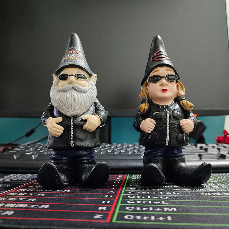 New Cross border outdoor Harley-Davidson biker dwarf gnome dwarf resin crafts Garden patio pieces