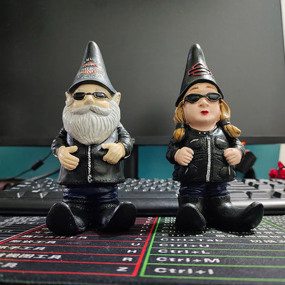 New Cross border outdoor Harley-Davidson biker dwarf gnome dwarf resin crafts Garden patio pieces
