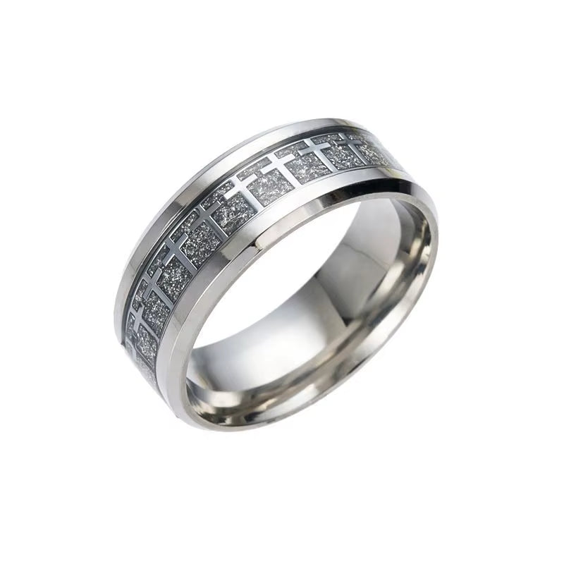 Men'S Bible Cross Ring 5 Colors to Choose Stainless Steel Fashion Prayer Men'S Jewelry US Size #6-#12