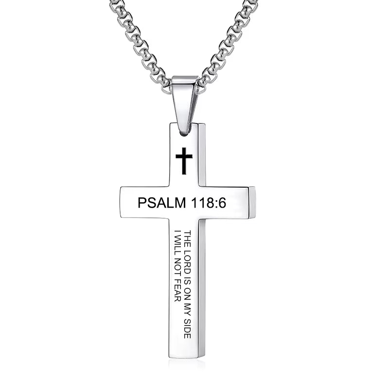 Christian Bible Verse Cross Pendant Necklace Stainless Steel Religious Scripture Prayer Jewelry Gifts