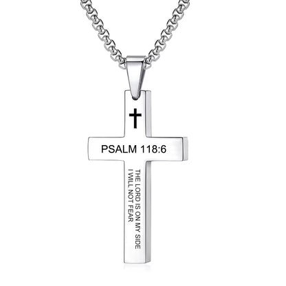 Christian Bible Verse Cross Pendant Necklace Stainless Steel Religious Scripture Prayer Jewelry Gifts