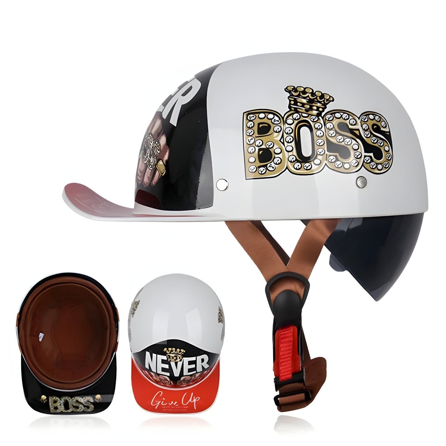 Boss Vintage Half Motorcycle Helmet