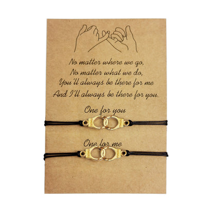 Heart-shaped Sunflower Wax Line Hand-woven Couple Friendship Card Bracelet  Housewares  qykyai-sq.myshopify.com