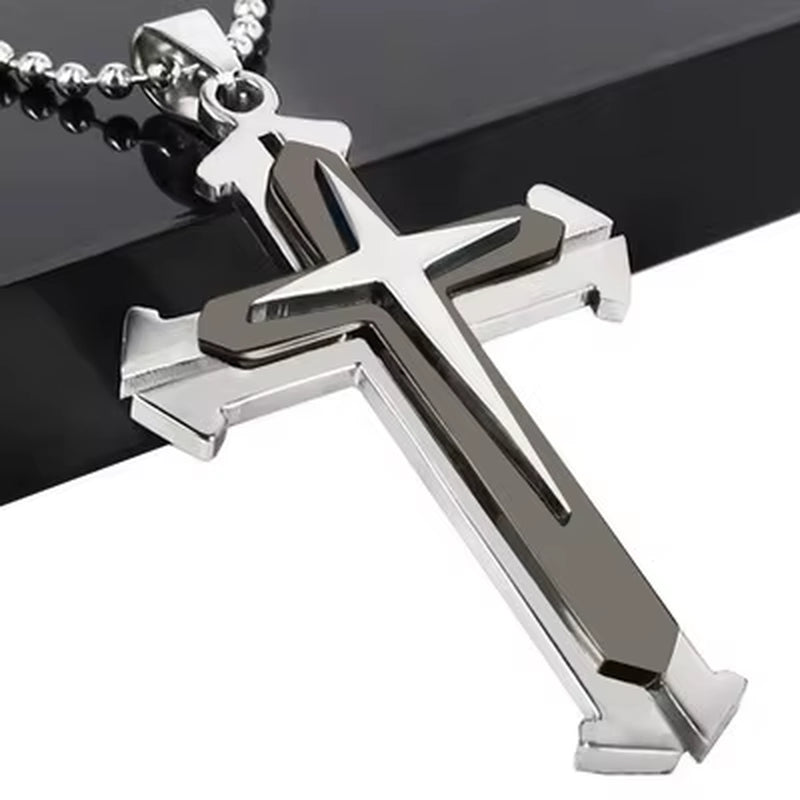 Newest Cross Necklaces Unisex Men Man Blue Black Silver Color Stainless Steel Chain Pendant Necklace