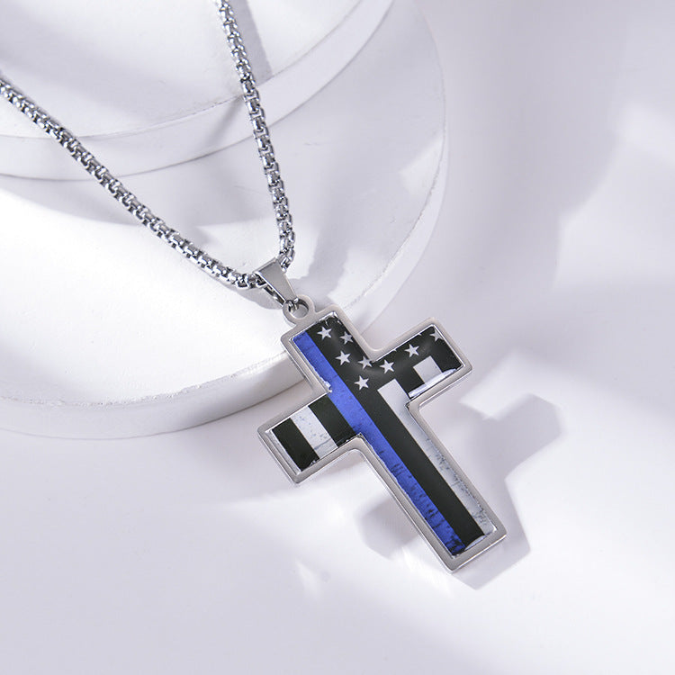 American cross pendant with oil drip, long style