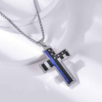 American cross pendant with oil drip, long style