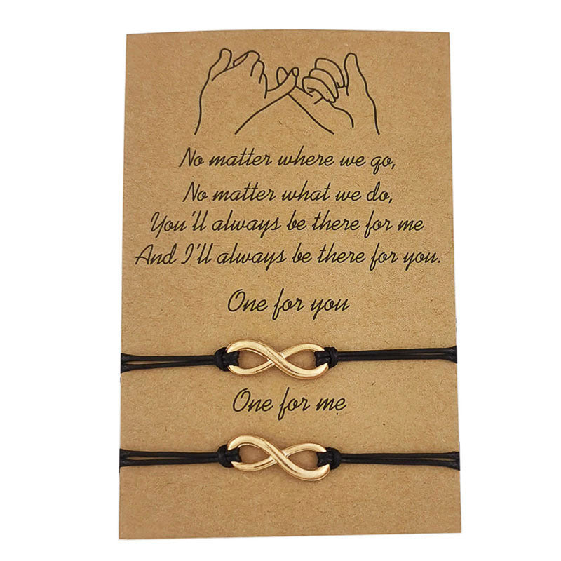 Heart-shaped Sunflower Wax Line Hand-woven Couple Friendship Card Bracelet