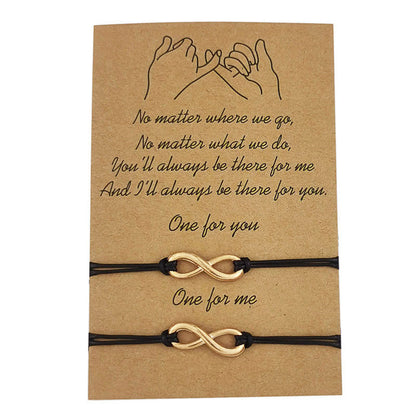 Heart-shaped Sunflower Wax Line Hand-woven Couple Friendship Card Bracelet