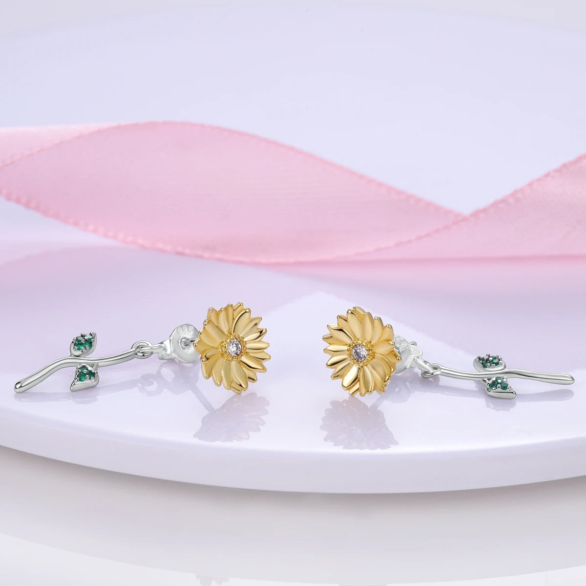 Elegant Sunflower Drop Earrings