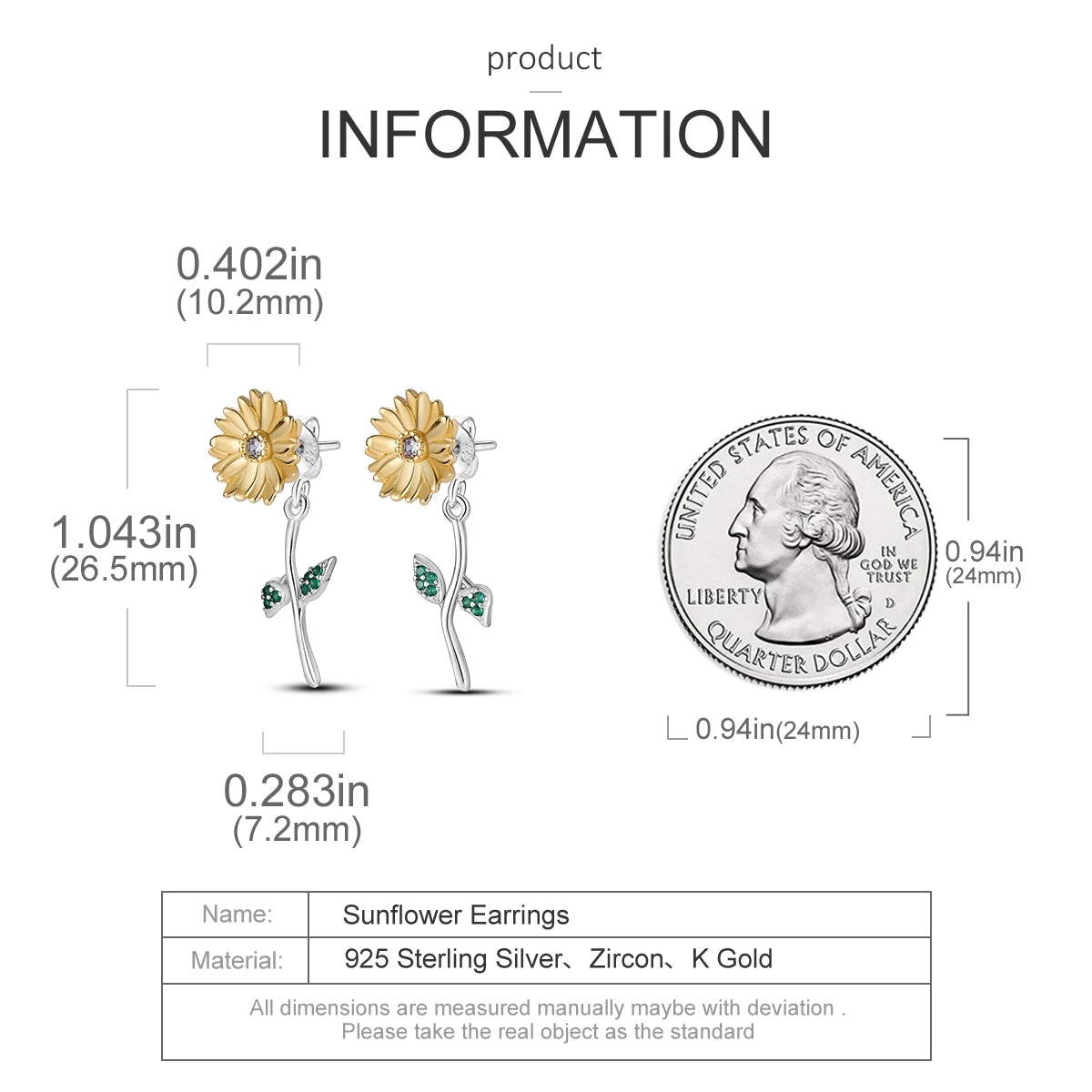 Elegant Sunflower Drop Earrings