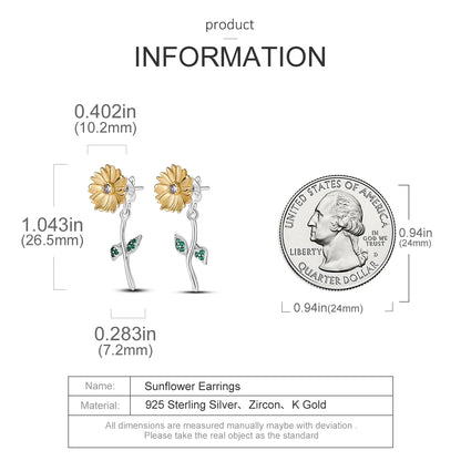 Elegant Sunflower Drop Earrings