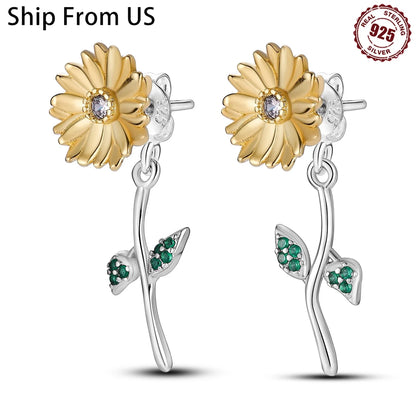 Elegant Sunflower Drop Earrings