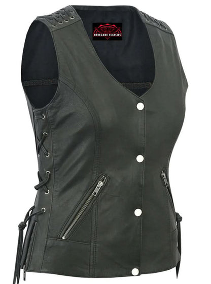 Women's Vest with Grommet and Lacing Accents