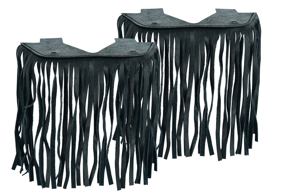 B14 Black Leather Floor Boards with Fringe - Small