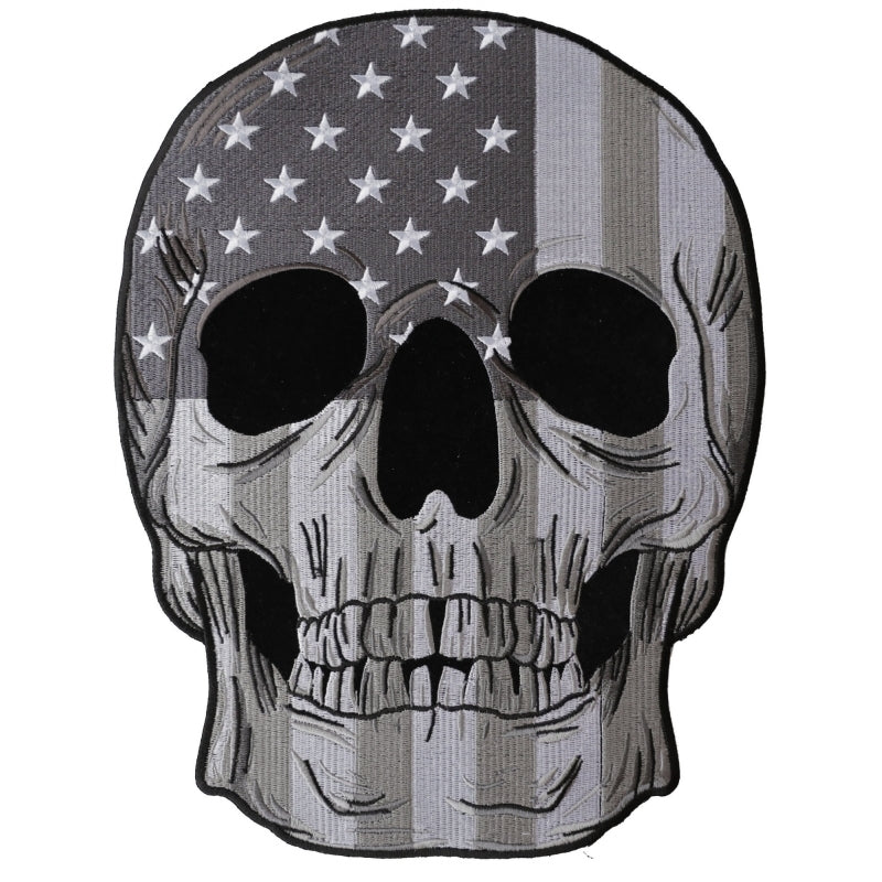 PL631 Skull Subdued American Flag Embroidered Iron on Patch