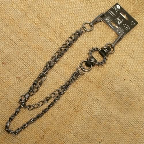 WA-WC73 Spike ring Wallet Chain with gray double chain