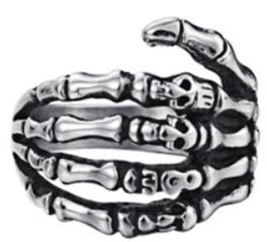 R14 Stainless Steel Skull Fingers Biker Ring
