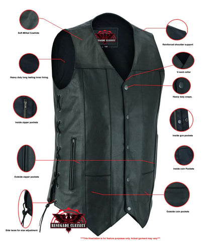 Men's Ten Pocket Utility Black Vest - TALL