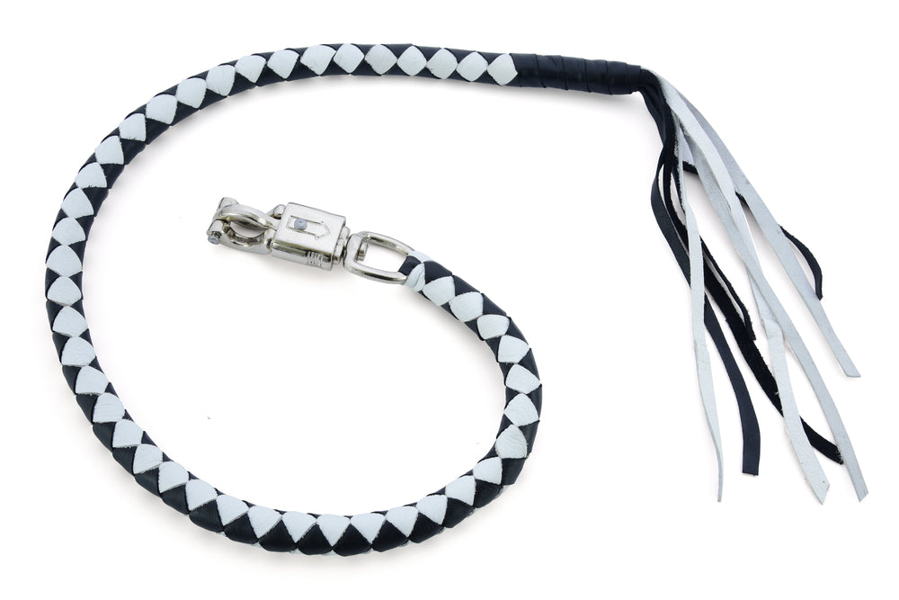 GBW24 Leather Biker Whip-White/Black