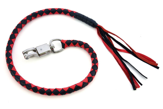 GBW23 Leather Biker Whip-Red/Black