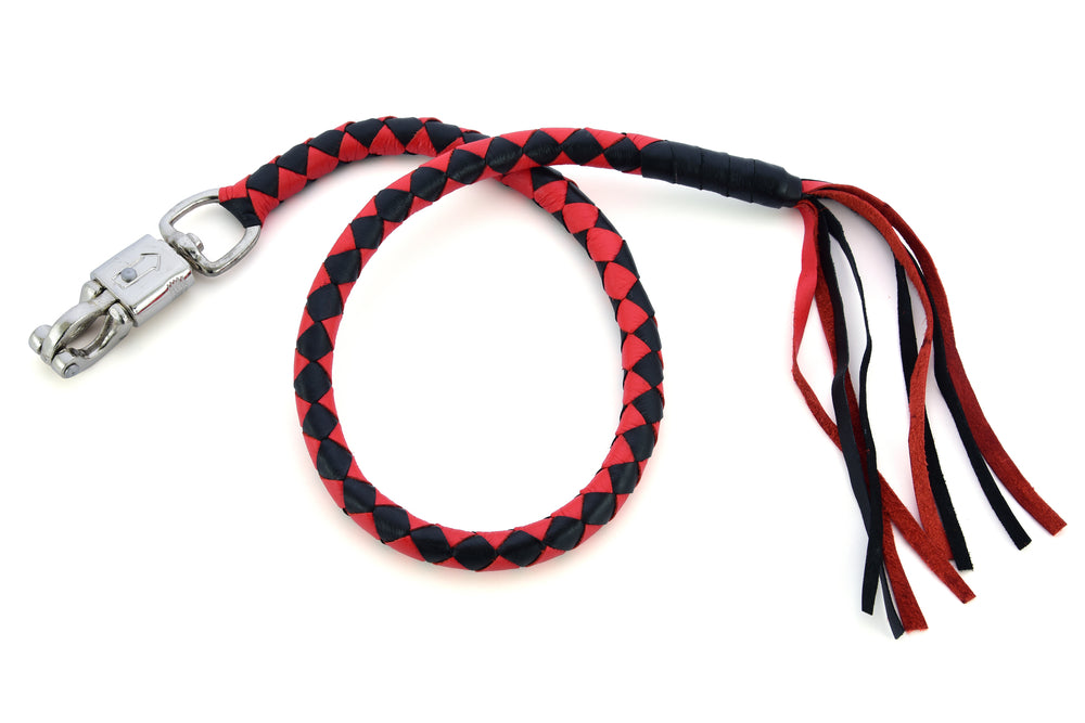 GBW23 Leather Biker Whip-Red/Black