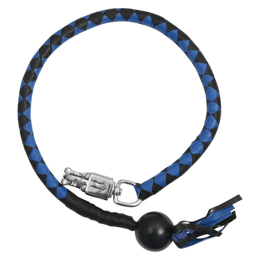 GBW21B Leather Biker Whip-Blue/Black W / Black Pool Ball