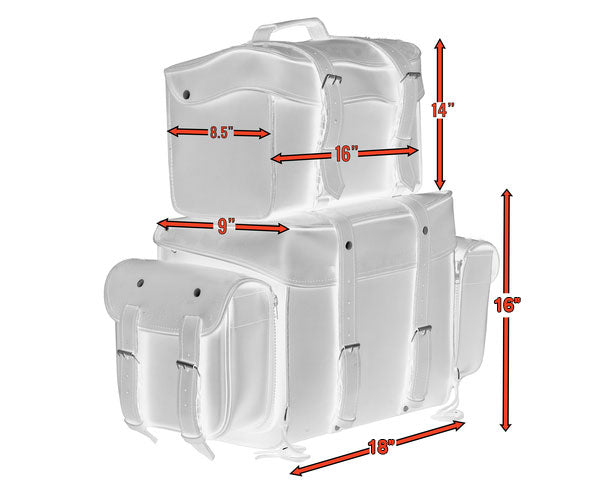 Leather Black PVC Large Four Piece Motorcycle Touring Tail Bag  Sissy Bar Bags  qykyai-sq.myshopify.com