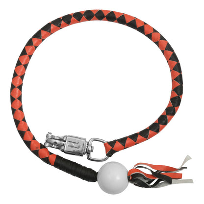 GBW29B Leather Biker Whip-Orange/Black W / White Pool Ball