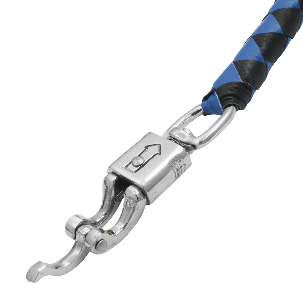 GBW21B Leather Biker Whip-Blue/Black W / Black Pool Ball